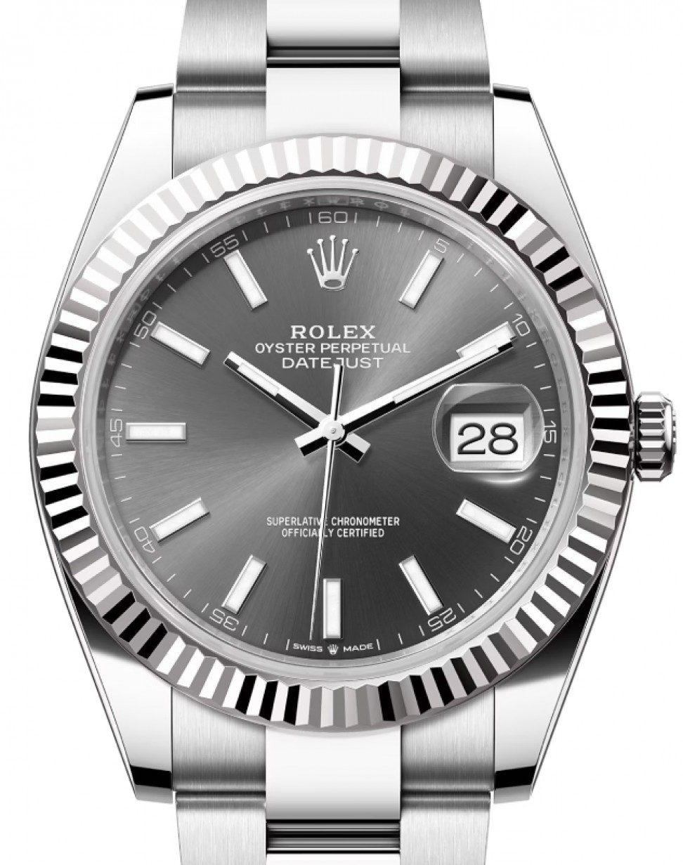 Rolex Datejust 41 126334 Dark Rhodium Index Fluted White Gold Stainless  Steel Oyster 41mm Automatic - BRAND NEW