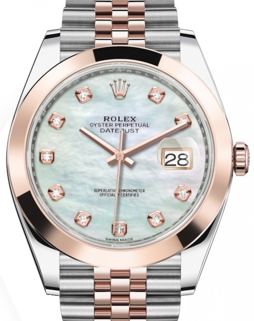 Rolex Datejust 41 126301 White Mother of Pearl Diamond Rose Gold Stainless  Steel Jubilee - BRAND NEW