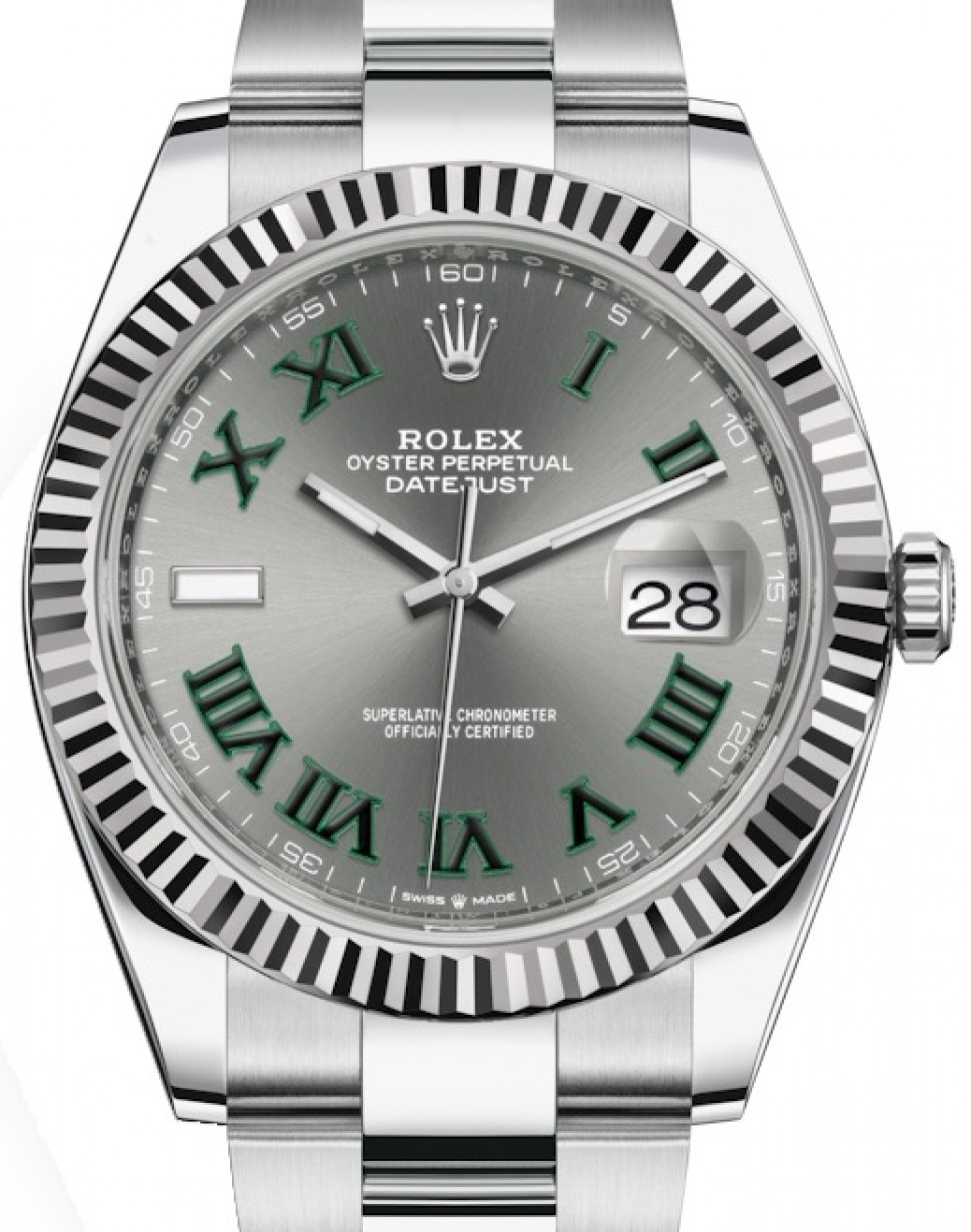 Rolex Datejust 41 126334 Slate Roman Fluted White Gold Stainless Steel  Oyster 41mm - PRE-OWNED