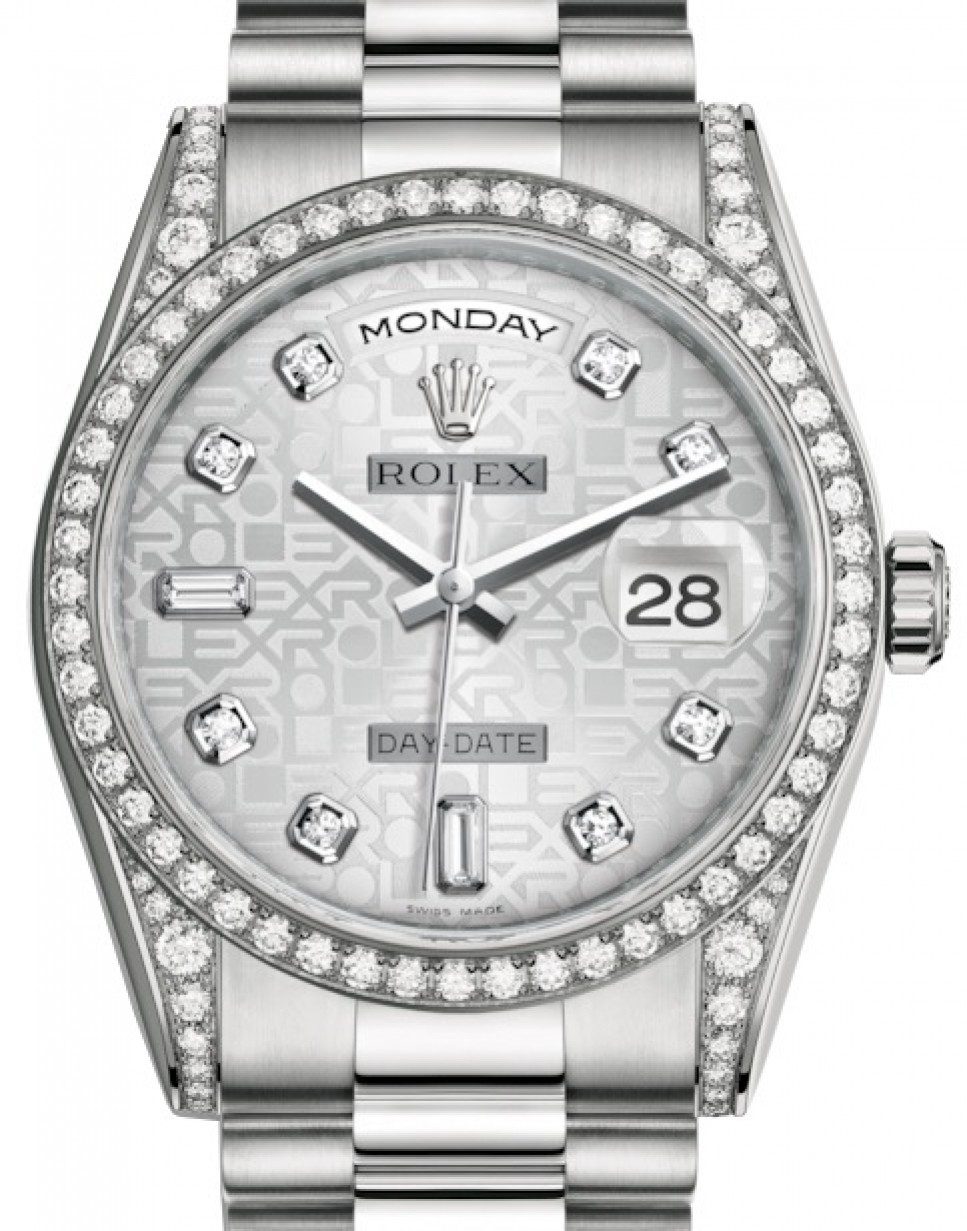 Rolex Day-Date 36 White Gold Silver Jubilee Diamond Dial & Diamond Set Case  & Bezel President Bracelet 118389 - BRAND NEW