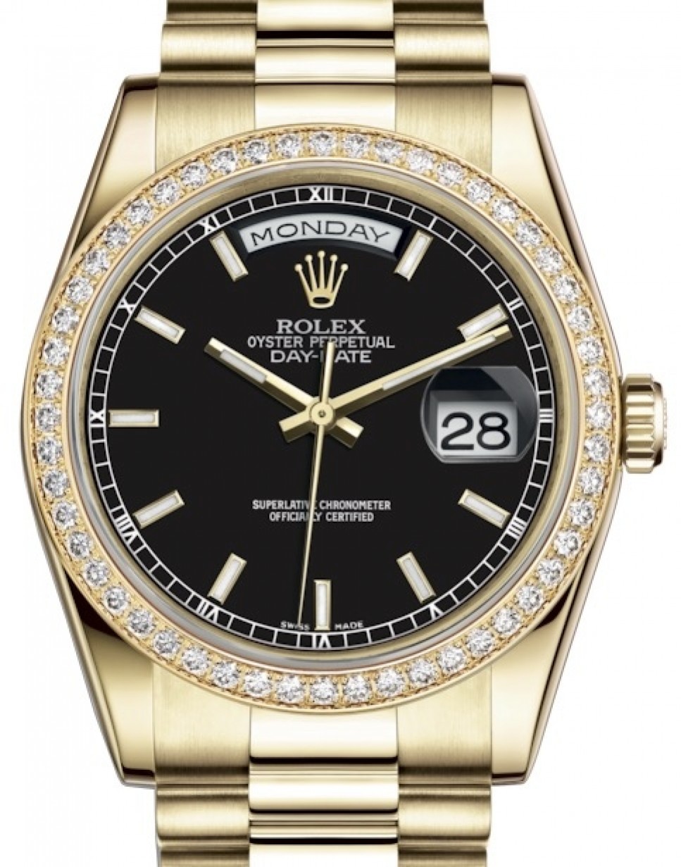 Rolex Day-Date 36 Yellow Gold Black 