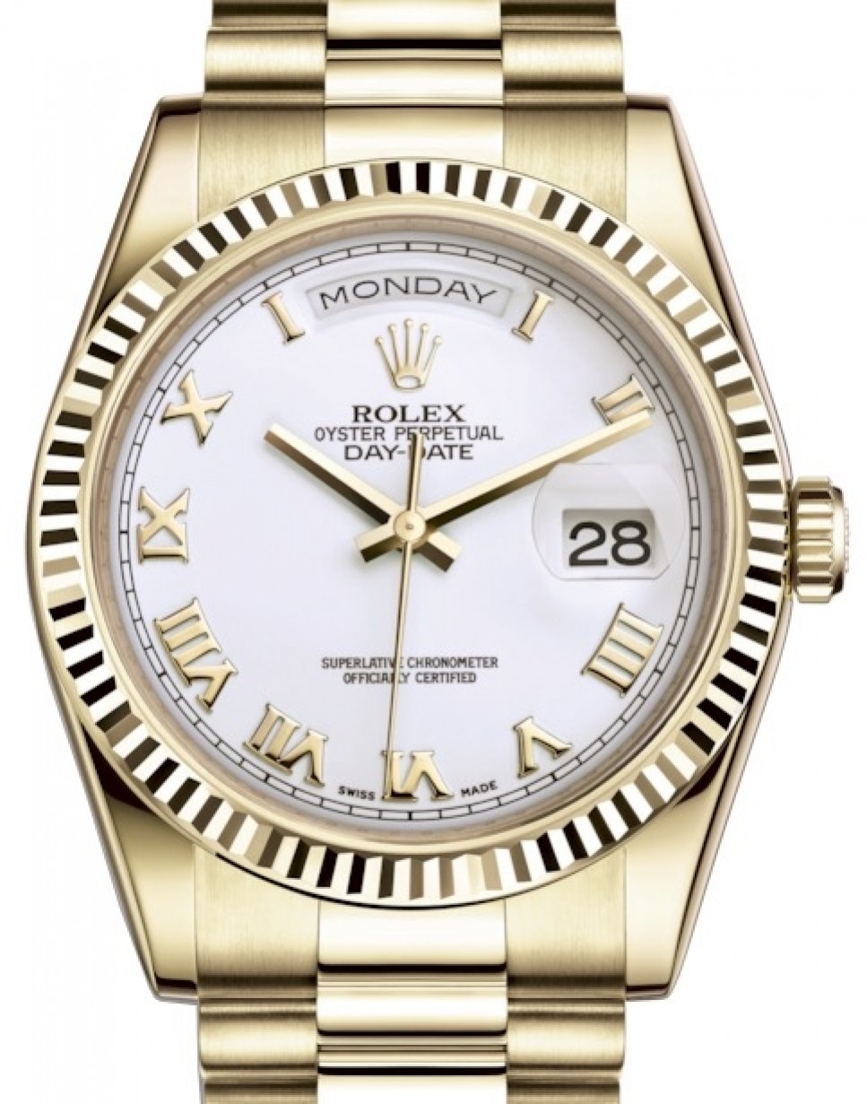 day date gold white dial