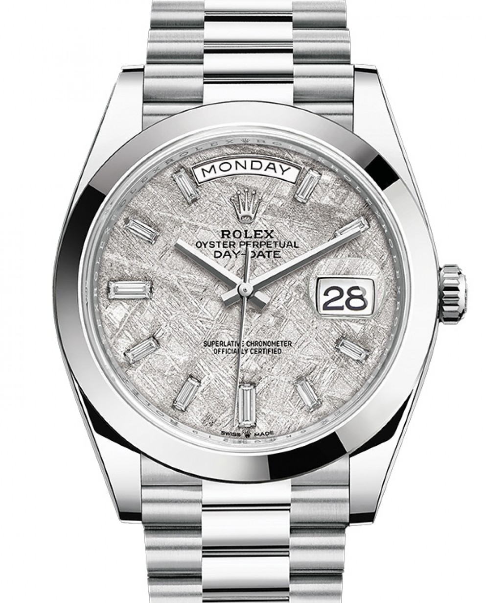 Rolex Day-Date 40 228206 Meteorite Set with Diamond Hour Markers Platinum  President - BRAND NEW