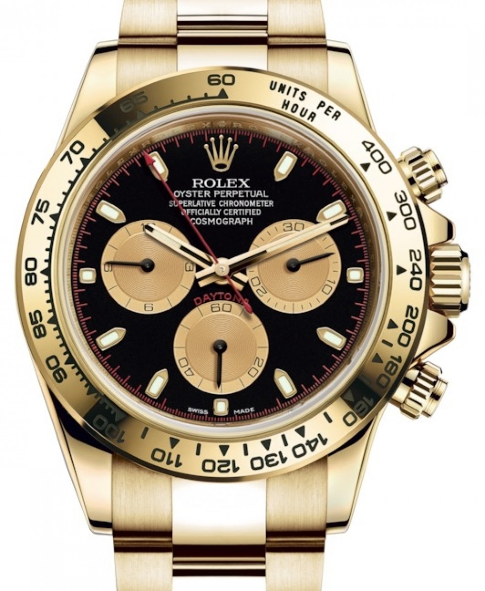 Rolex Cosmograph Daytona 116508 Black Index Champagne Tachymetre Yellow Gold  Oyster BRAND NEW