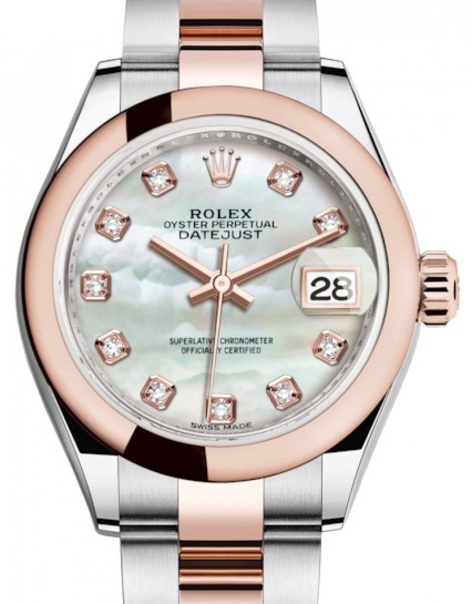 Rolex Datejust 28 279161 White Mother of Pearl Diamond Domed Bezel Rose Gold  & Stainless Steel Oyster - BRAND NEW