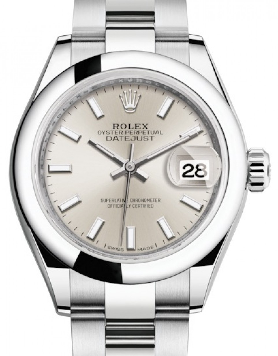 Rolex Lady-Datejust 28 279160 Silver Index Domed Stainless Steel Oyster 28mm  Automatic - BRAND NEW