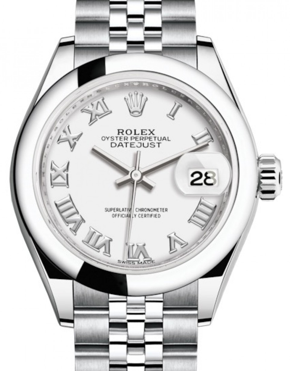 Rolex Lady-Datejust 28 279160 White Roman Domed Stainless Steel Jubilee 28mm  Automatic - BRAND NEW