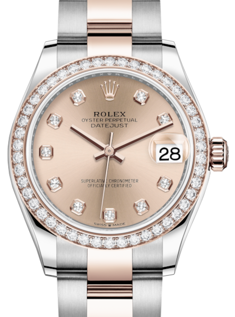Rolex Lady-Datejust 31 Rose Gold/Steel Rose Diamond Dial & Diamond Bezel  Oyster Bracelet 278381RBR - BRAND NEW