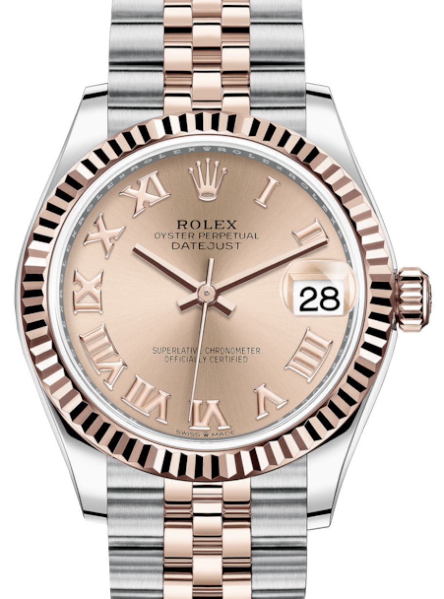 Rolex Lady-Datejust 31 Rose Gold/Steel Rose Roman Dial & Fluted Bezel  Jubilee Bracelet 278271 - BRAND NEW