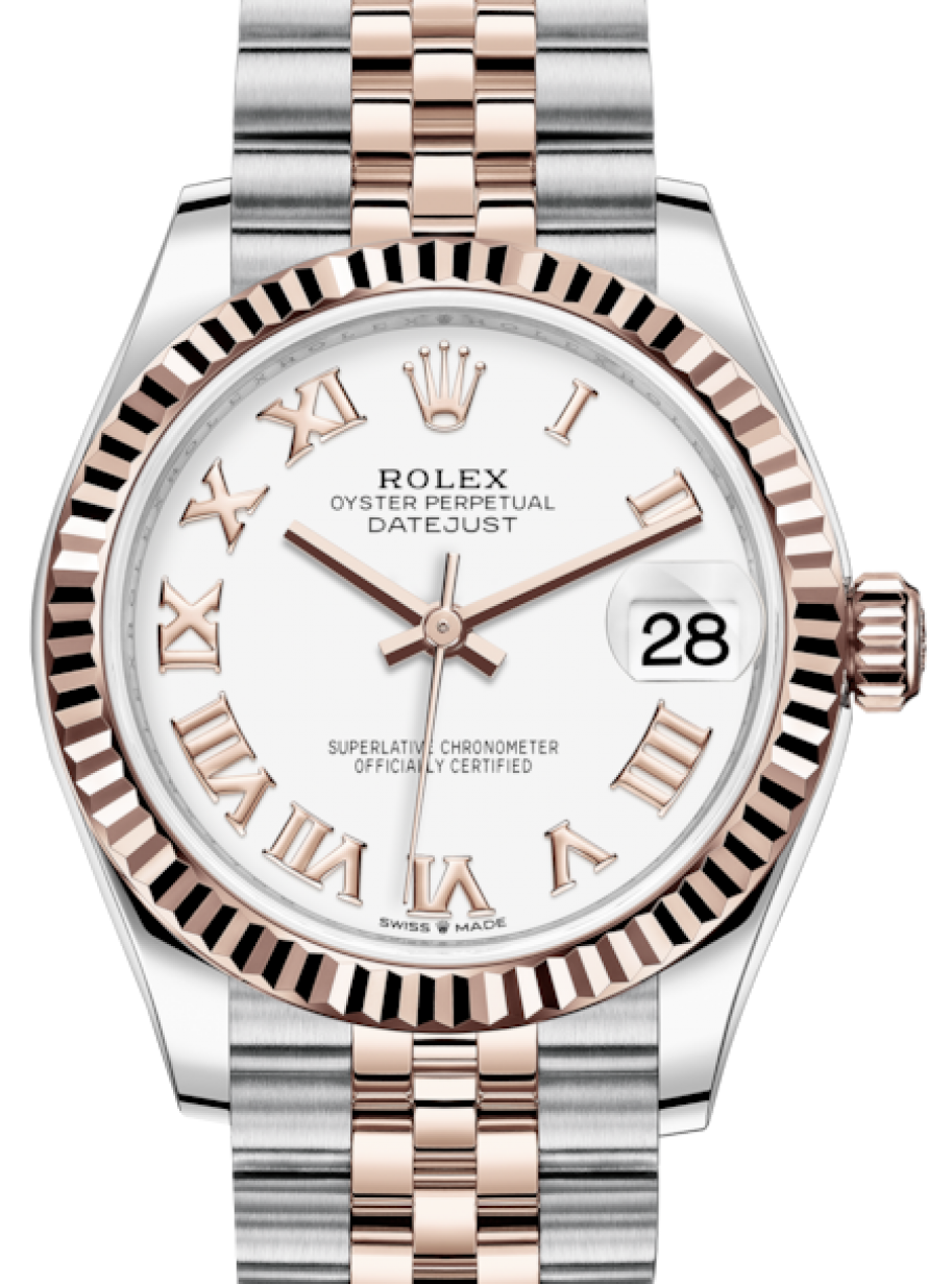 Rolex Lady-Datejust 31 Rose Gold/Steel White Roman Dial & Fluted Bezel  Jubilee Bracelet 278271 - BRAND NEW