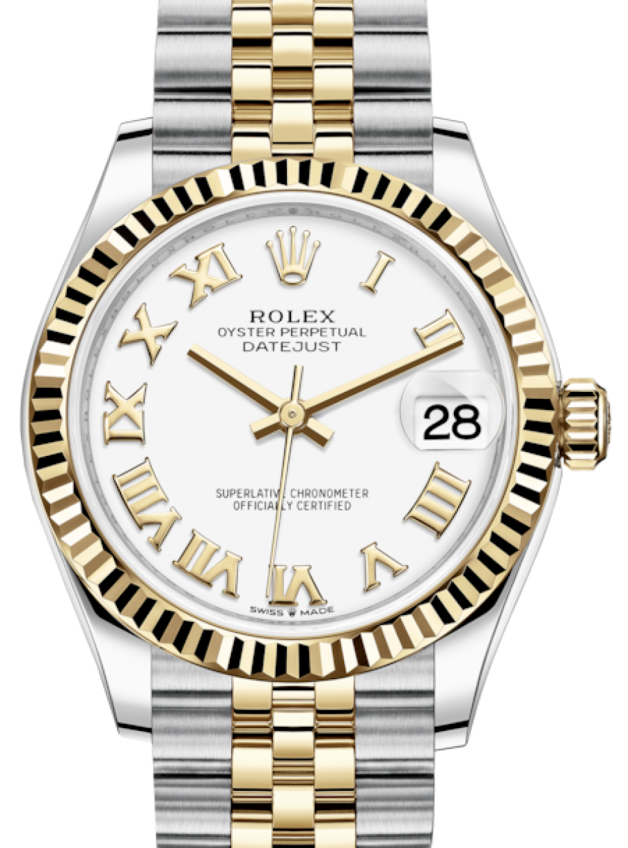 Rolex Lady-Datejust 31 Yellow Gold/Steel White Roman Dial & Fluted Bezel  Jubilee Bracelet 278273 - BRAND NEW