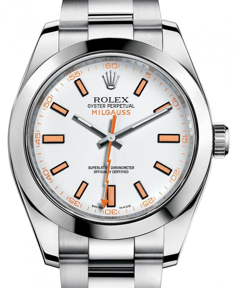Rolex Milgauss Stainless Steel White Dial Smooth Bezel Oyster Bracelet  116400 - BRAND NEW
