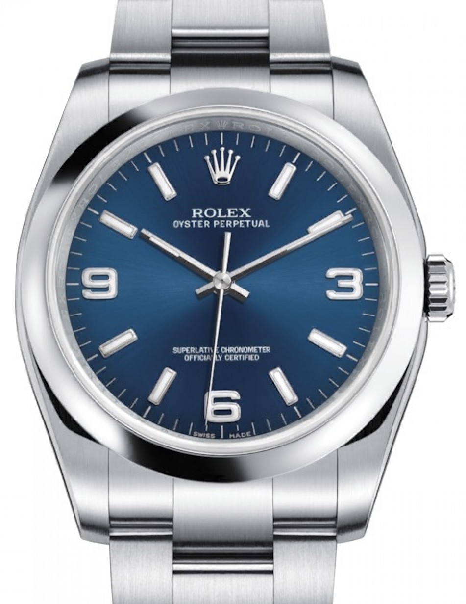 Rolex Oyster Perpetual 36 116000-BLUADO 36mm Blue Arabic Index Domed  Stainless Steel BRAND NEW