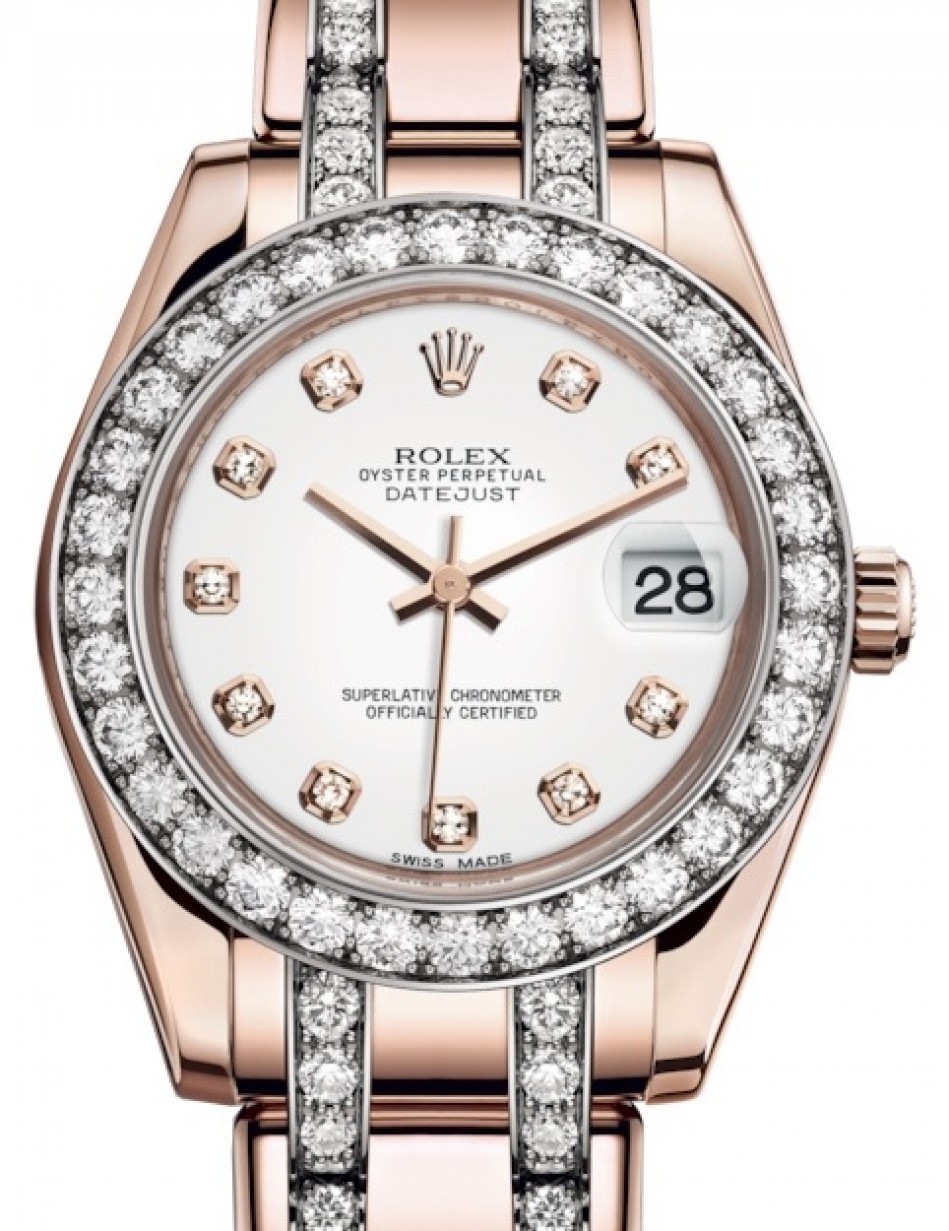 Rolex Pearlmaster 34 81285 Pink Roman Diamond Bezel Rose Gold BRAND NEW