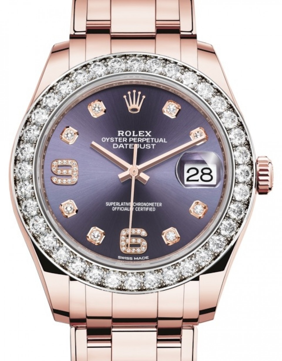 Rolex Pearlmaster 39 86285 Aubergine Diamond Set Bezel Rose Gold BRAND NEW