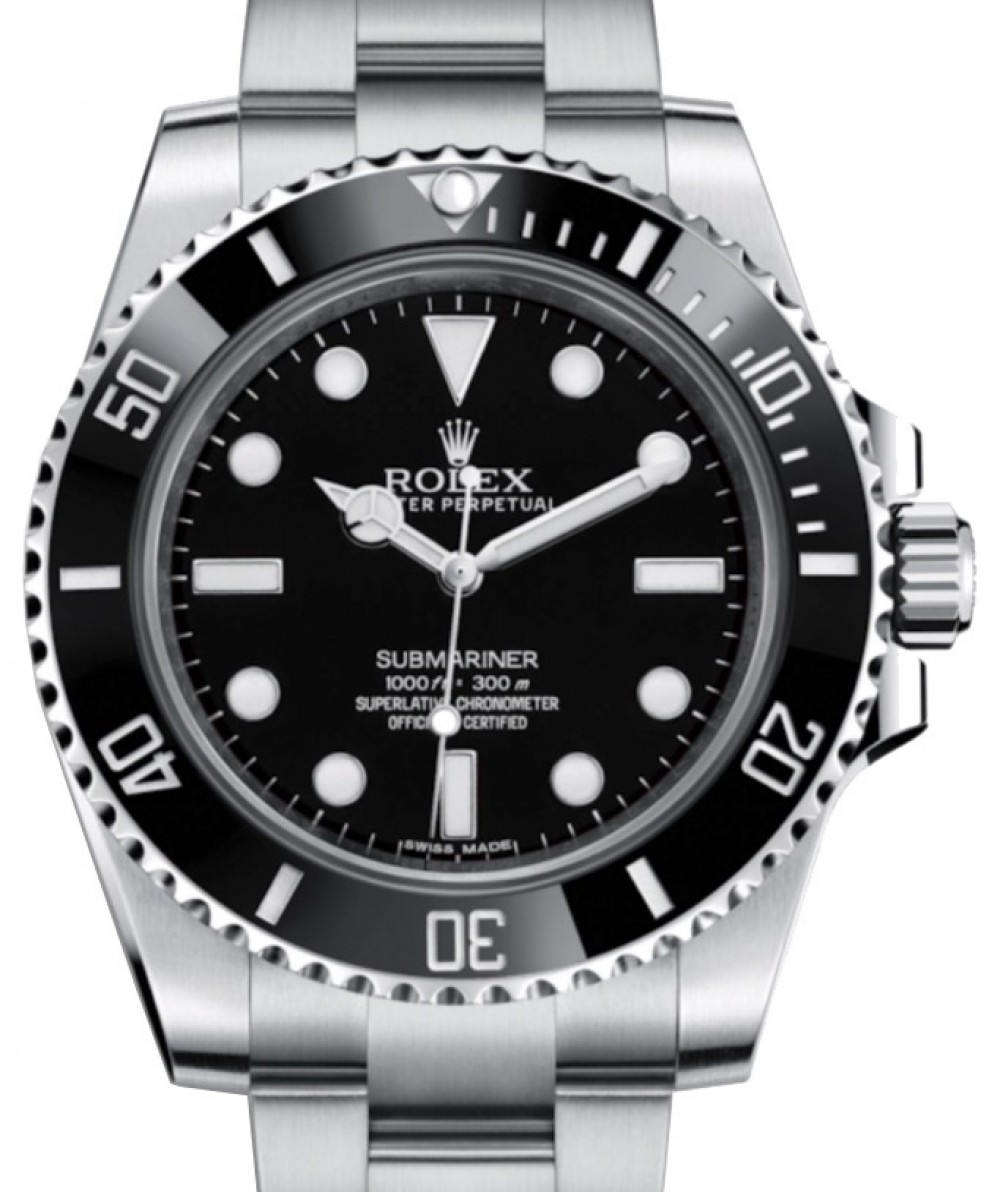 rolex submariner black dial stainless steel automatic mens watch 114060