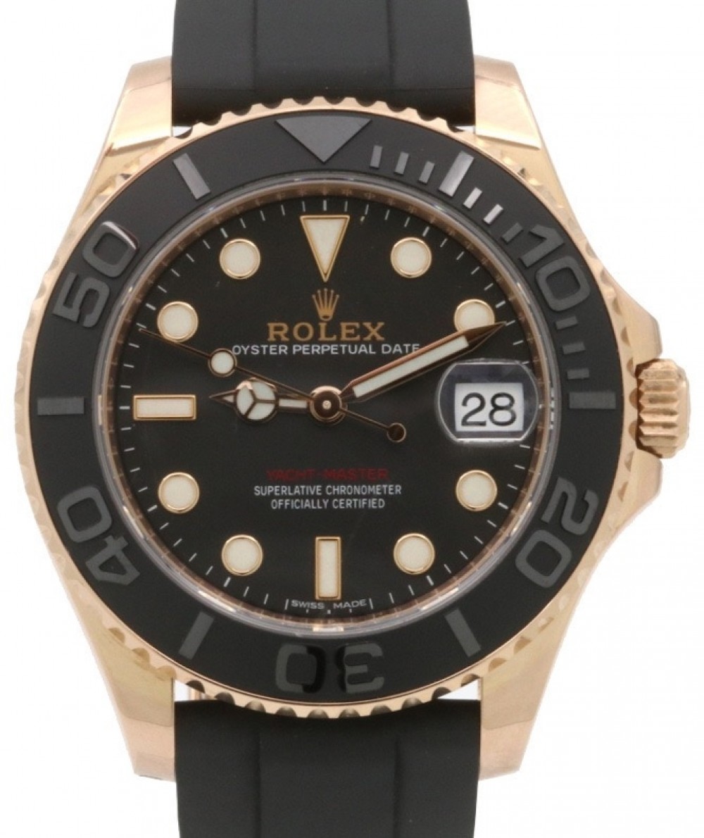 Rolex Yacht-Master 37 268655 Rose Gold Midsize Everose Ladies Black Ceramic  Oysterflex 37mm - PRE-OWNED