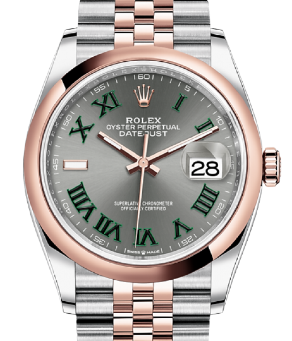 Rolex Datejust 36 Rose Gold/Steel Slate Roman Dial & Domed Bezel Jubilee  Bracelet 126201 - BRAND NEW
