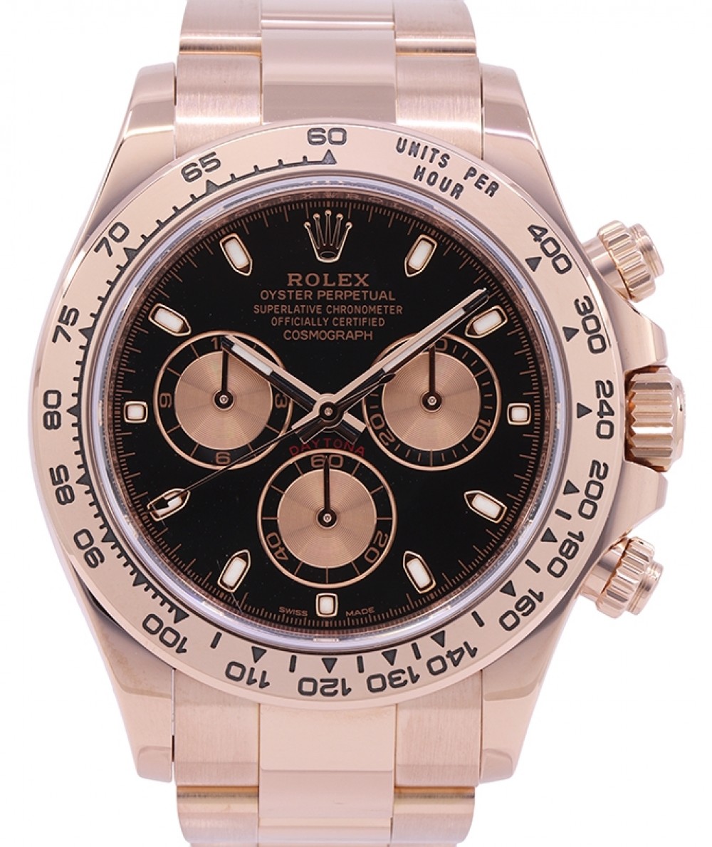 Rolex Cosmograph Daytona 116505 Black Index Pink Tachymetre Rose Gold  Oyster Chronograph BRAND NEW