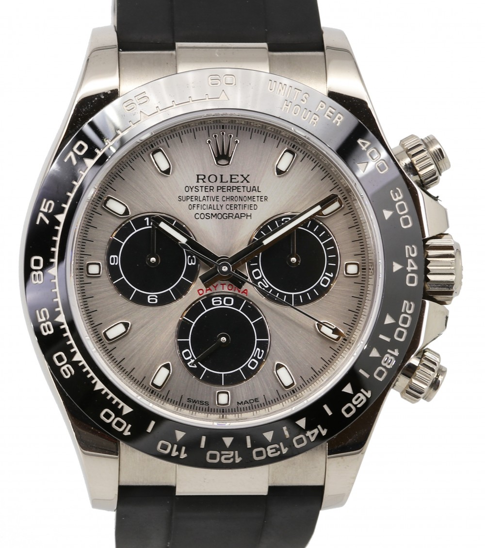 Rolex Cosmograph Daytona 116519LN Steel Index Black Cerachrom White Gold  Rubber Oysterflex 40mm Automatic USED