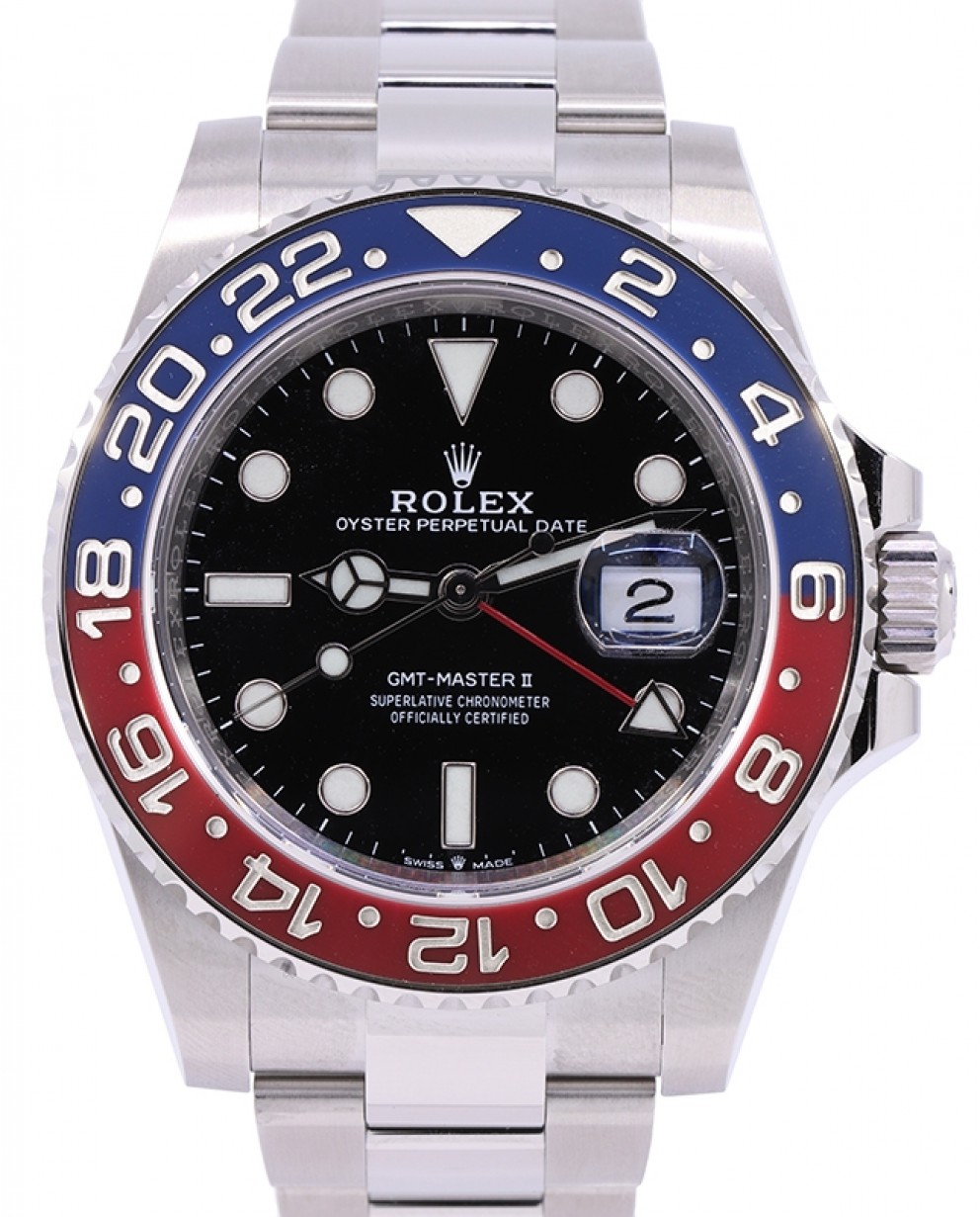 Rolex GMT-Master II “Pepsi” Steel Black Dial & Red/Blue Ceramic Bezel  Oyster Bracelet 126710BLRO - PRE-OWNED