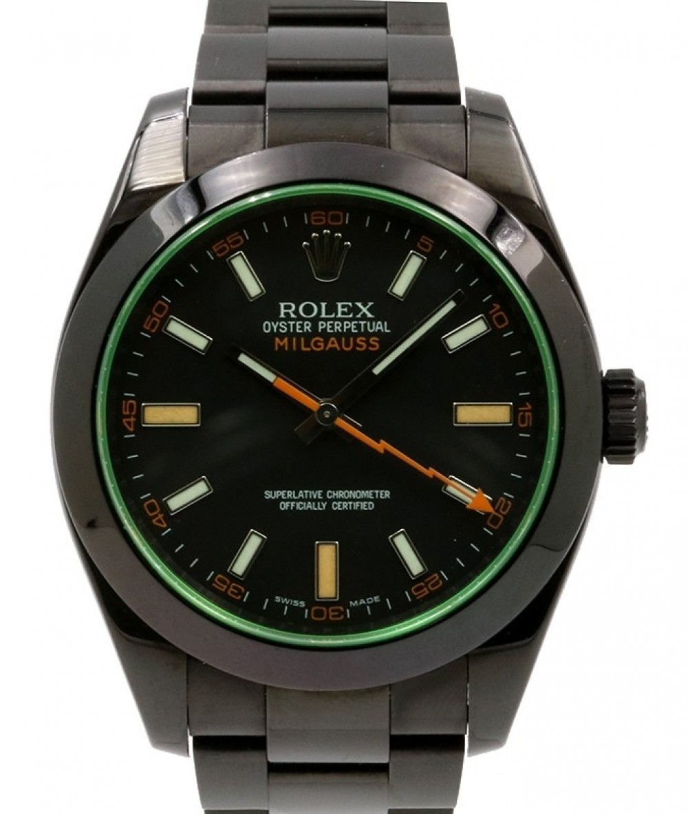 Rolex Milgauss Green Crysal Stainless Steel/PVD Black Dial & Bezel Oyster  Bracelet 116400GV - BRAND NEW