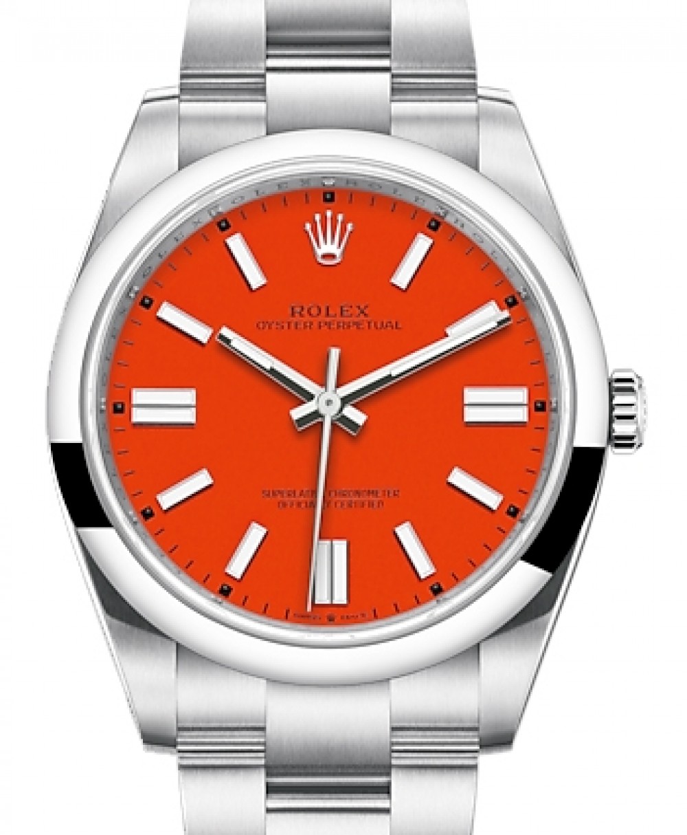 Rolex Oyster Perpetual 41 Stainless Steel Coral Index Dial & Smooth Bezel  Oyster Bracelet 124300 - BRAND NEW
