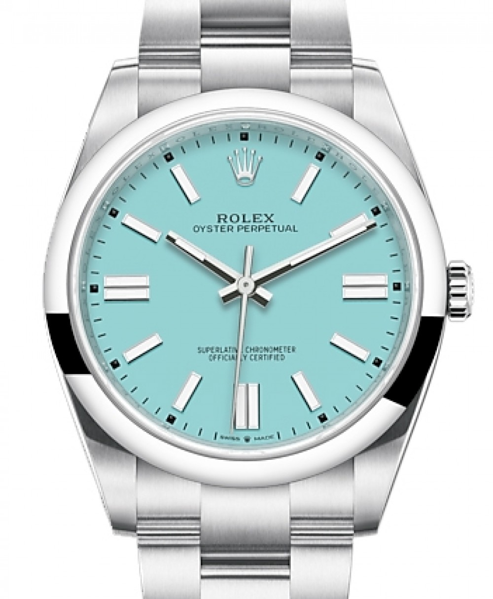 Rolex Oyster Perpetual 41 Stainless Steel Turquoise "Tiffany" Index Dial &  Smooth Bezel Oyster Bracelet 124300 - BRAND NEW