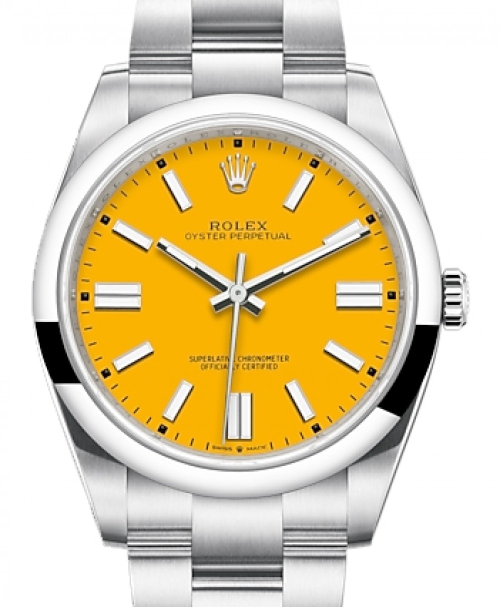 Rolex Oyster Perpetual 41 Stainless Steel Yellow Index Dial & Smooth Bezel  Oyster Bracelet 124300 - BRAND NEW