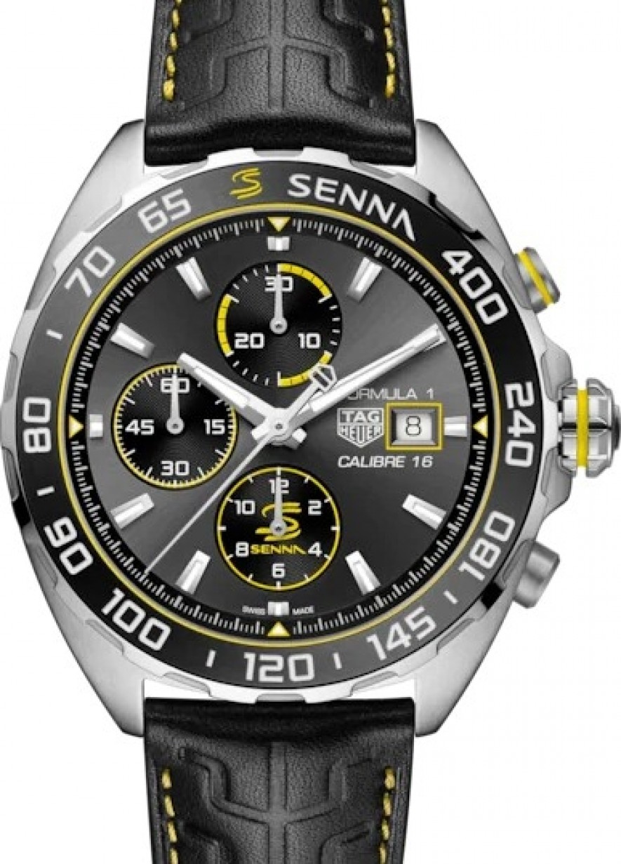 Tag Heuer Formula 1 Senna Special Edition Automatic Chronograph 44mm  Stainless Steel Grey Index Dial & Leather Strap CAZ201B.FC6487 - BRAND NEW