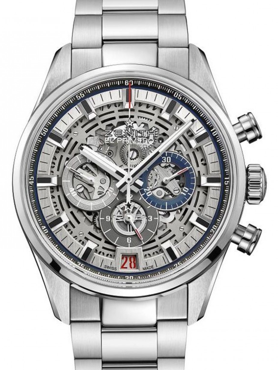 Zenith Chronomaster El Primero Grande Date Full Open Stainless Steel Silver  Index Dial & Leather Strap 03.2530.4047/78.C813 - BRAND NEW