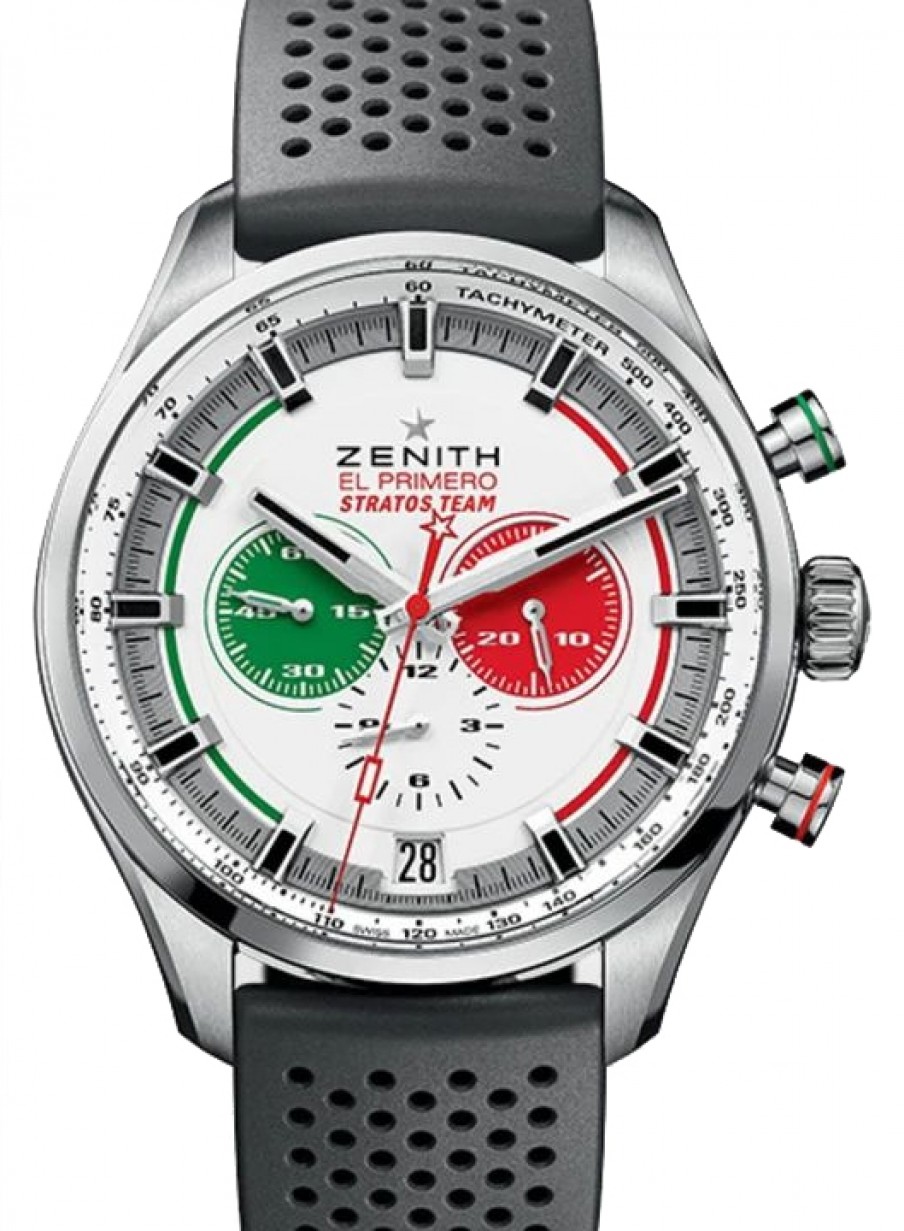 Zenith Stratos Team Chronograph Stainless Steel Silver Index Dial & Rubber  Strap 03.2521.400/07.R576 - BRAND NEW