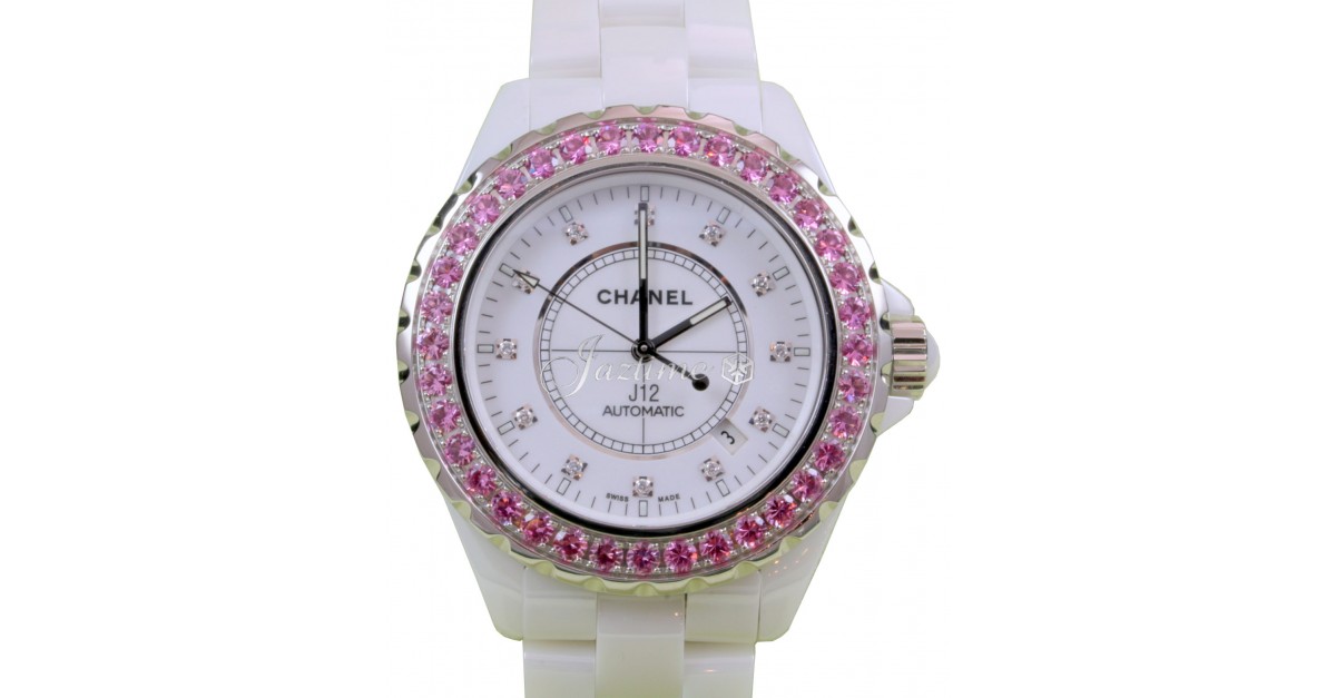 Chanel J12 H2011 42mm White Ceramic Pink Sapphire Diamond Automatic - BRAND  NEW