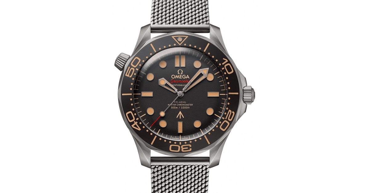 Omega Seamaster Diver 300M Co-Axial Master Chronometer "No Time To Die"  James Bond 007 Edition 42mm Titanium Aluminum Bezel Brown Dial Titanium  Mesh Bracelet 210.90.42.20.01.001 - BRAND NEW