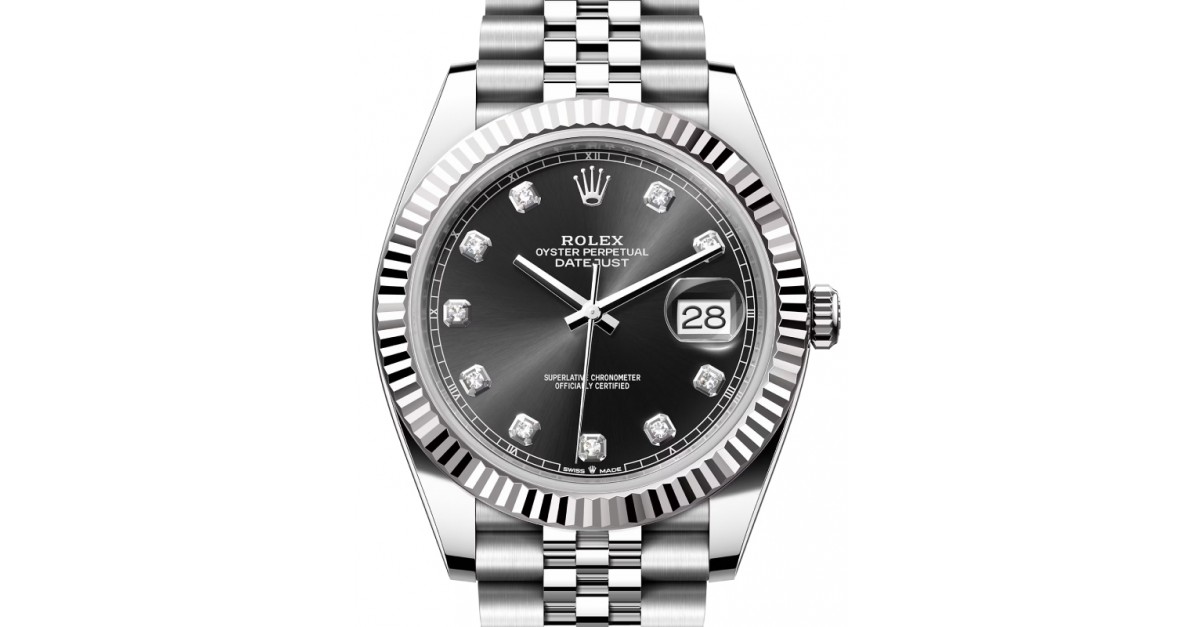 Rolex Datejust 41 126334 Black Diamond Fluted White Gold Stainless Steel  Jubilee 41mm Automatic - BRAND NEW