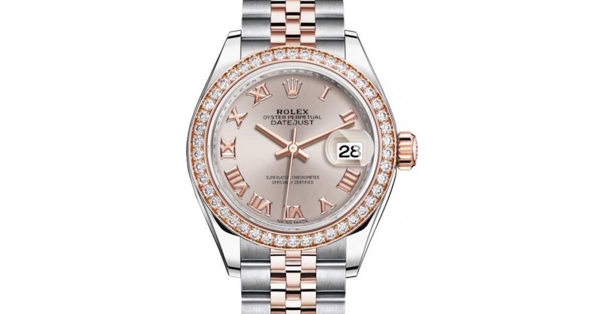 Rolex Lady Datejust 28 Rose Gold/Steel Sundust Roman Dial & Diamond Bezel  Jubilee Bracelet 279381RBR - BRAND NEW