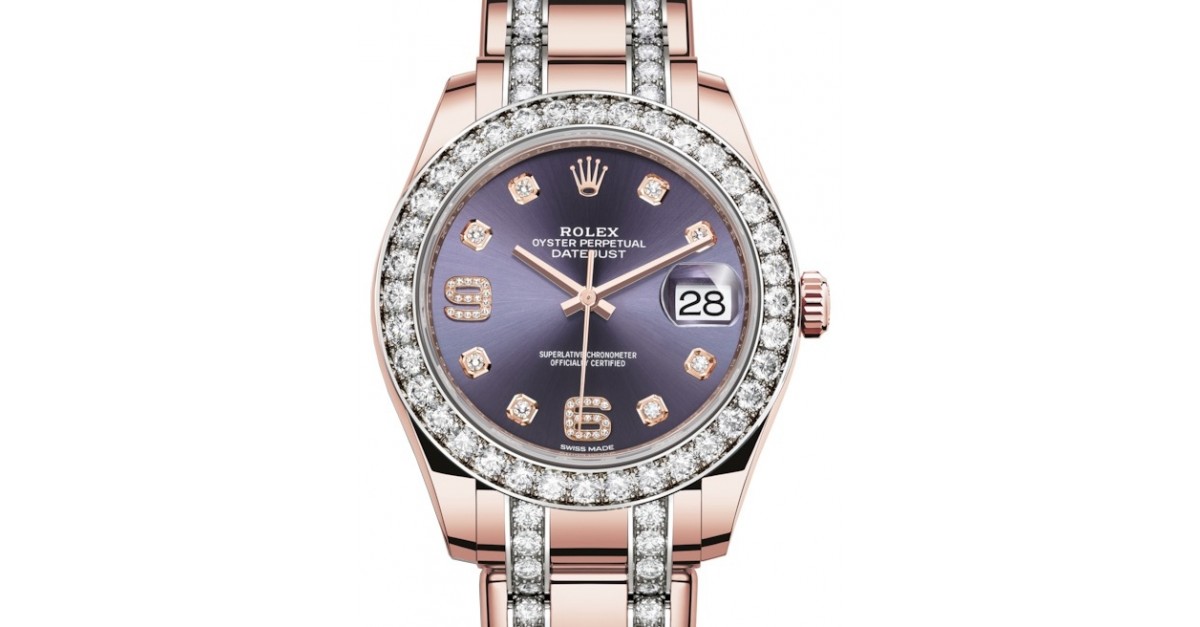 Rolex Pearlmaster 39 86285 Aubergine Diamond Set Bezel Diamond Rose Gold  BRAND NEW