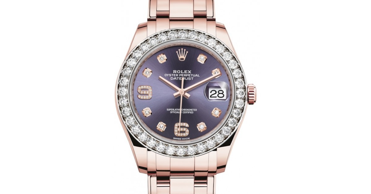 Rolex Pearlmaster 39 86285 Aubergine Diamond Set Bezel Rose Gold BRAND NEW