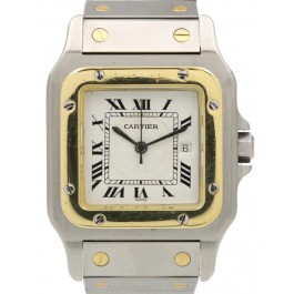Cartier Santos Galbee Vintage Yellow Gold/Steel Ivory Roman Automatic -  PRE-OWNED