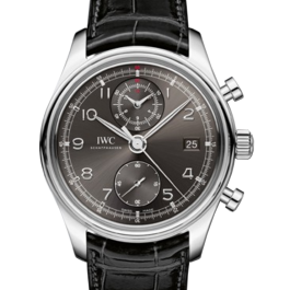 IWC Schaffhausen IW390404 Portugieser Chronograph Classic Ardoise Arabic  Stainless Steel Black Leather 42mm Automatic