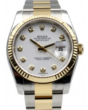 Rolex Datejust 36 116233-WHTDFO White Diamond Fluted Yellow Gold Stainless Steel Oyster