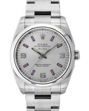 Rolex Oyster Perpetual 34 Stainless Steel Silver Arabic / Index Dial & Smooth Bezel Oyster Bracelet 114200