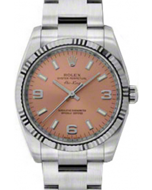 Rolex Air-King 114234-PNKAFO Pink Arabic Fluted White Gold Bezel Stainless Steel Oyster 