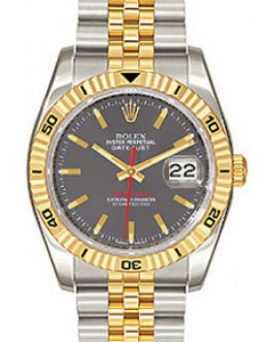 Rolex Datejust 36 Yellow Gold/Steel Steel Index Dial & Turn-O-Graph Thunderbird Bezel Jubilee 116263