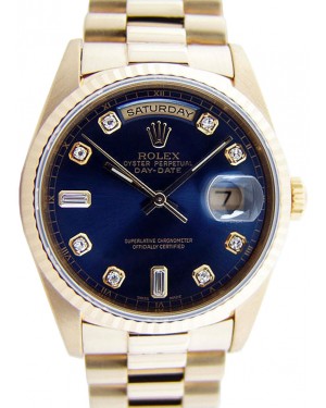 Rolex Day-Date 36 118238-BLUDFP Blue Diamond Fluted Yellow Gold President - BRAND NEW