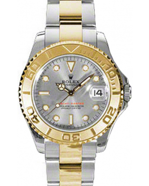 Rolex Yacht-Master 35 Platinum Dial Yellow Gold Bezel Yellow Gold Stainless Steel Oyster 168623  - BRAND NEW