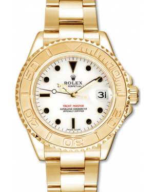 Rolex Yacht-Master 35 168628-WHT White Black Dial Yellow Gold Bezel Yellow Gold Oyster - BRAND NEW