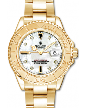 Rolex Yacht-Master 35 168628 White Mother of Pearl Diamond Dial Yellow Gold Bezel Yellow Gold Oyster - BRAND NEW