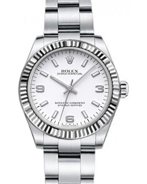 Rolex Oyster Perpetual 31 Ladies Midsize White Gold/Steel White Arabic / Index Dial Fluted Bezel & Oyster Bracelet 177234 - BRAND NEW