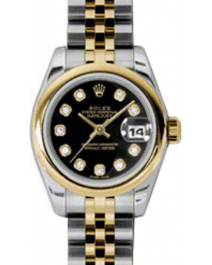 Rolex Lady-Datejust 26 179163-BLKDJ Black Diamond Yellow Gold Stainless Steel Jubilee - BRAND NEW